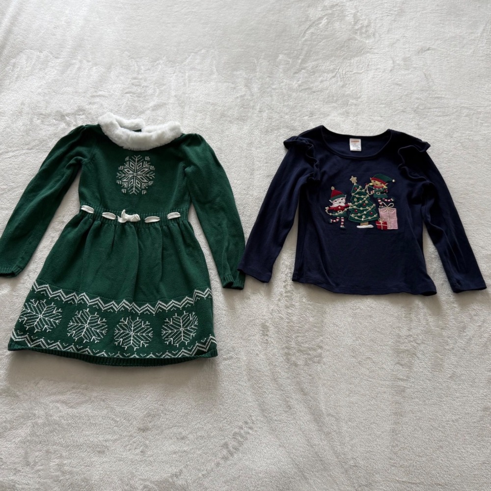Gymboree Girls 5T Christmas‎ Holiday Sweater Dress Long Sleeve Shirt Bundle
